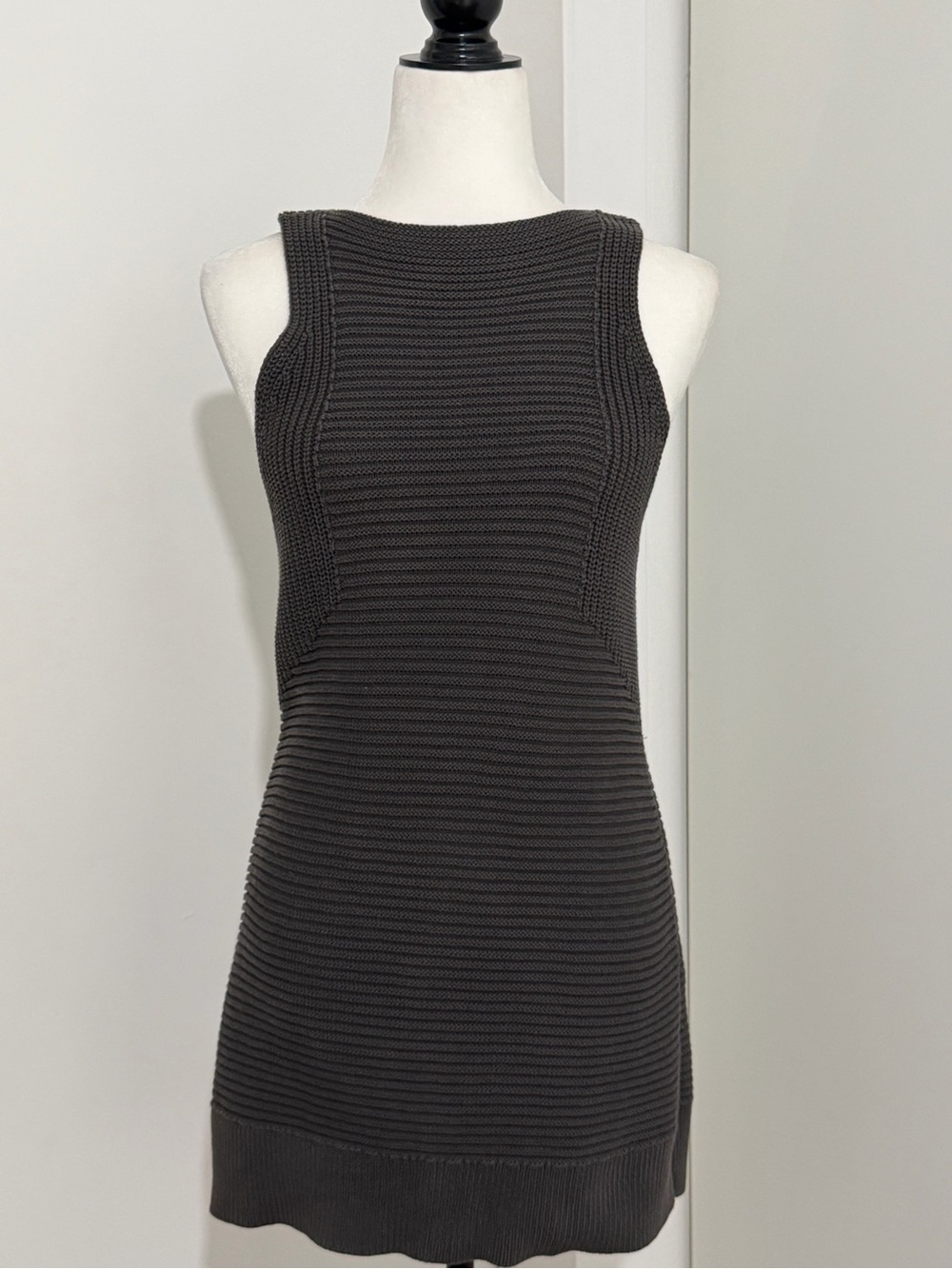 AllSaints Muted Olive cotton Ribbed tunic top / Mini Dress - medium